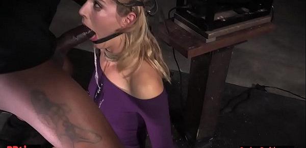  BDSM sub throatfucked by masters in closeup